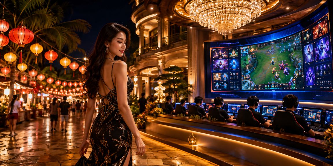 Cộng đồng esports tại chợ đêm Phú Quốc sử dụng điện thoại xem tỷ lệ cược thể thao điện tử